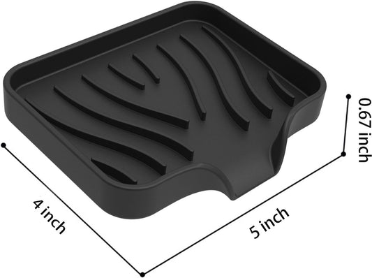 2 Pack Silicone Soap Dish with Drain, Bar Soap Holder for Shower,Bathroom and Kitchen Sink Organizer,Self Draining Waterfall Soap Tray (Black)