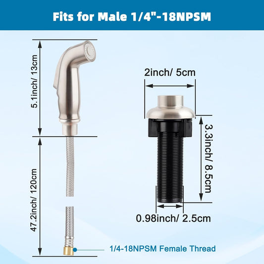 Universal Kitchen Sink Sprayer Replacement, Quick Connector, Brushed Nickel