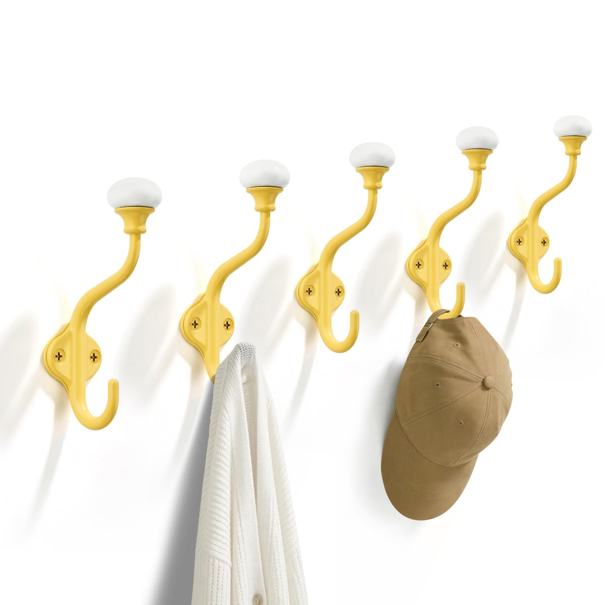 TUNNY Coat Hooks - 5 Pack Champagne Bronze Towel Hooks Robe Hooks Decorative Wall Hooks for Bathroom Bedroom Kitchen Towel Robe Clothes Cabinet Closet Bathroom Hardware