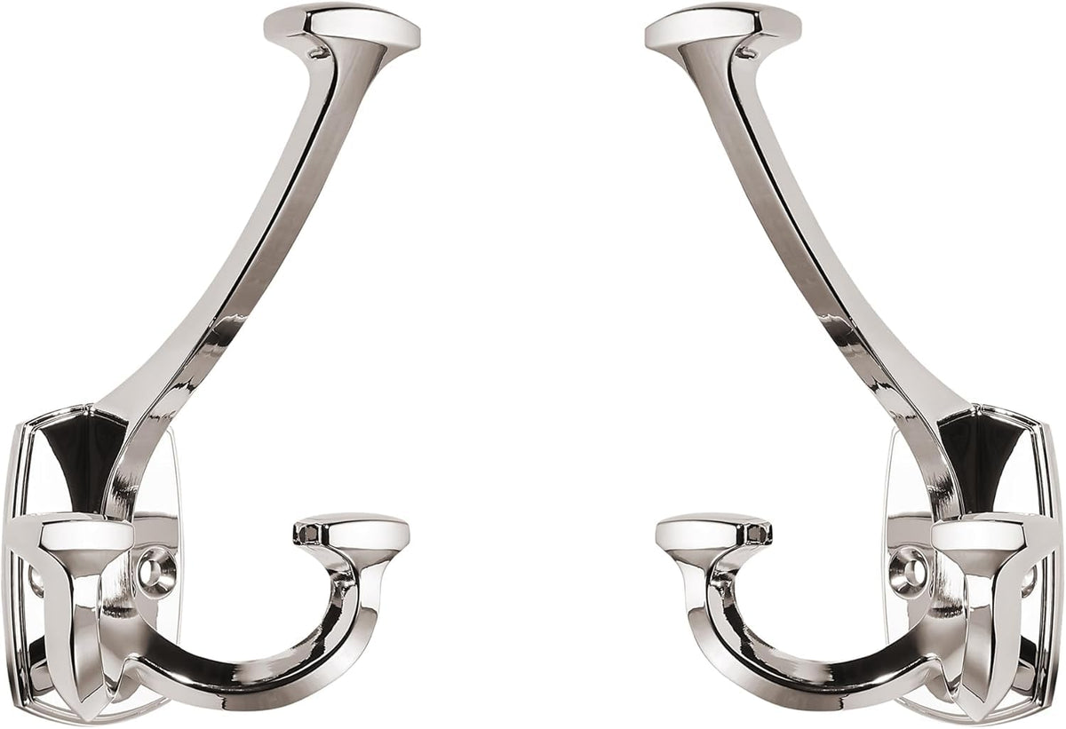 khtumeware 2 Pack Antique Brass Coat Hooks Solid Zinc Heavy Duty Double-Sided Coat Hooks for Hanging Hat Towel Key Robe Scarf Bag Cap