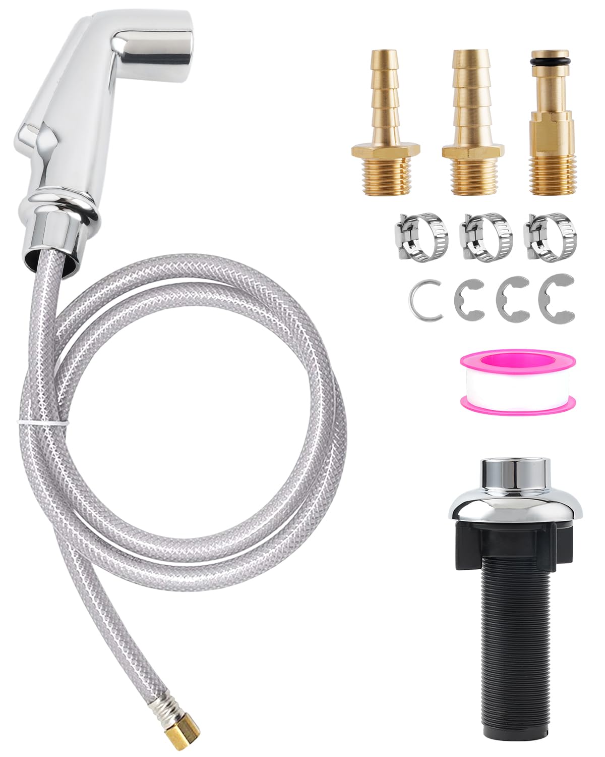 Universal Kitchen Sink Spray Head/Hose/Holder Set, Brushed Nickel