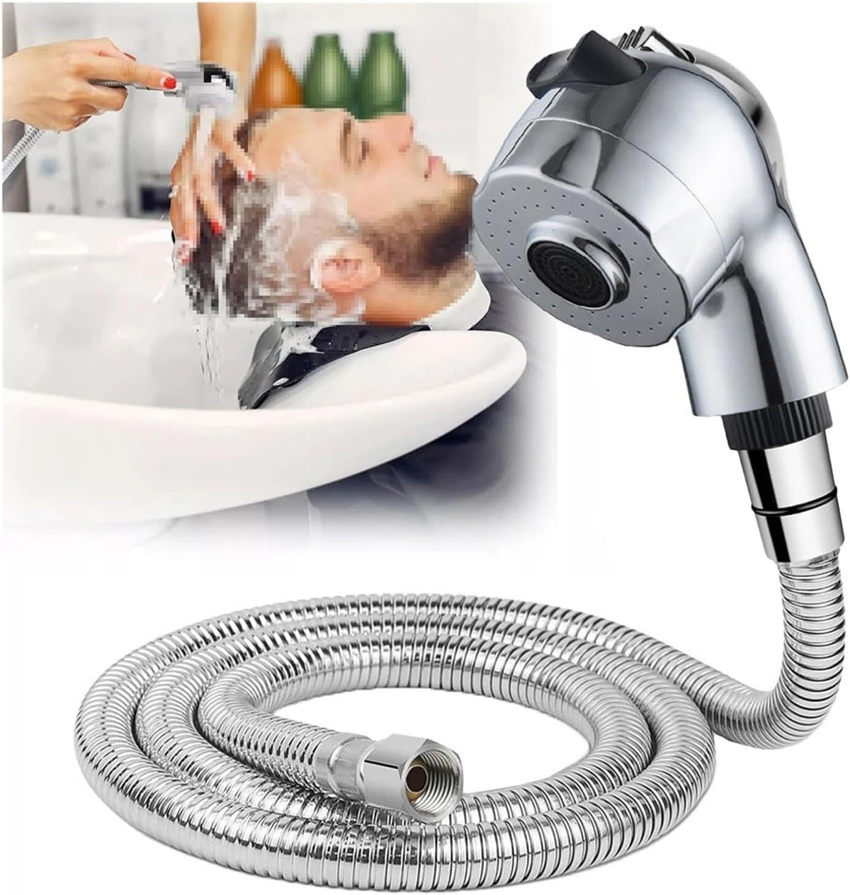 Washbasin Faucet External Hose Sprayer Head Shampoo Bed Pressurized Shower Hair Salon Barber Shop Bath Accessories