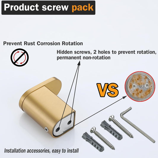 RANDOM Champagne Bronze Towel Hooks for Bathrooms Wall Mount Coat Hooks SUS304 Stainless Steel Hand Towel Robe Hook.96026-8CB