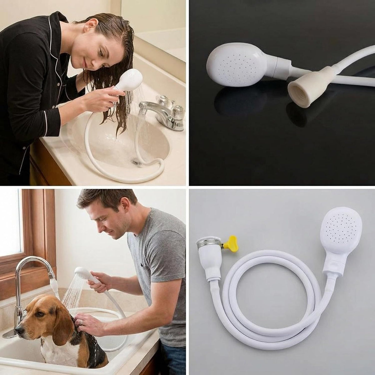 White Sink Spray Rubber Hose, PVC Sink Hose Attachment for Faucet Portable Sink Hose Faucet Sprayer, Shampoo Sprayer for Dog, Pets