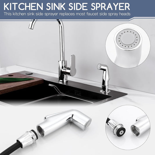 Universal Sink Side Sprayer Head, Chrome, Kitchen Sink Faucet Sprayer Head, ABS Plastic, Polished Chrome Finish