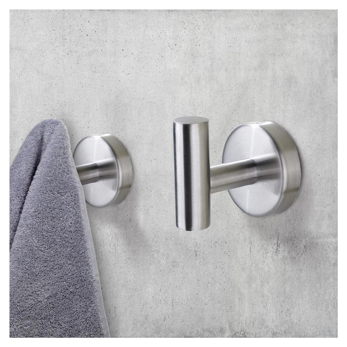 Bntuk Adhesive Hooks Heavy Duty Wall Hooks Stainless Steel Waterproof Shower Hook, Adhesive Holder Coat Hook for Hanging, Wall Mounted Towel Hooks for Bathroom Glass Window- 2 Pack