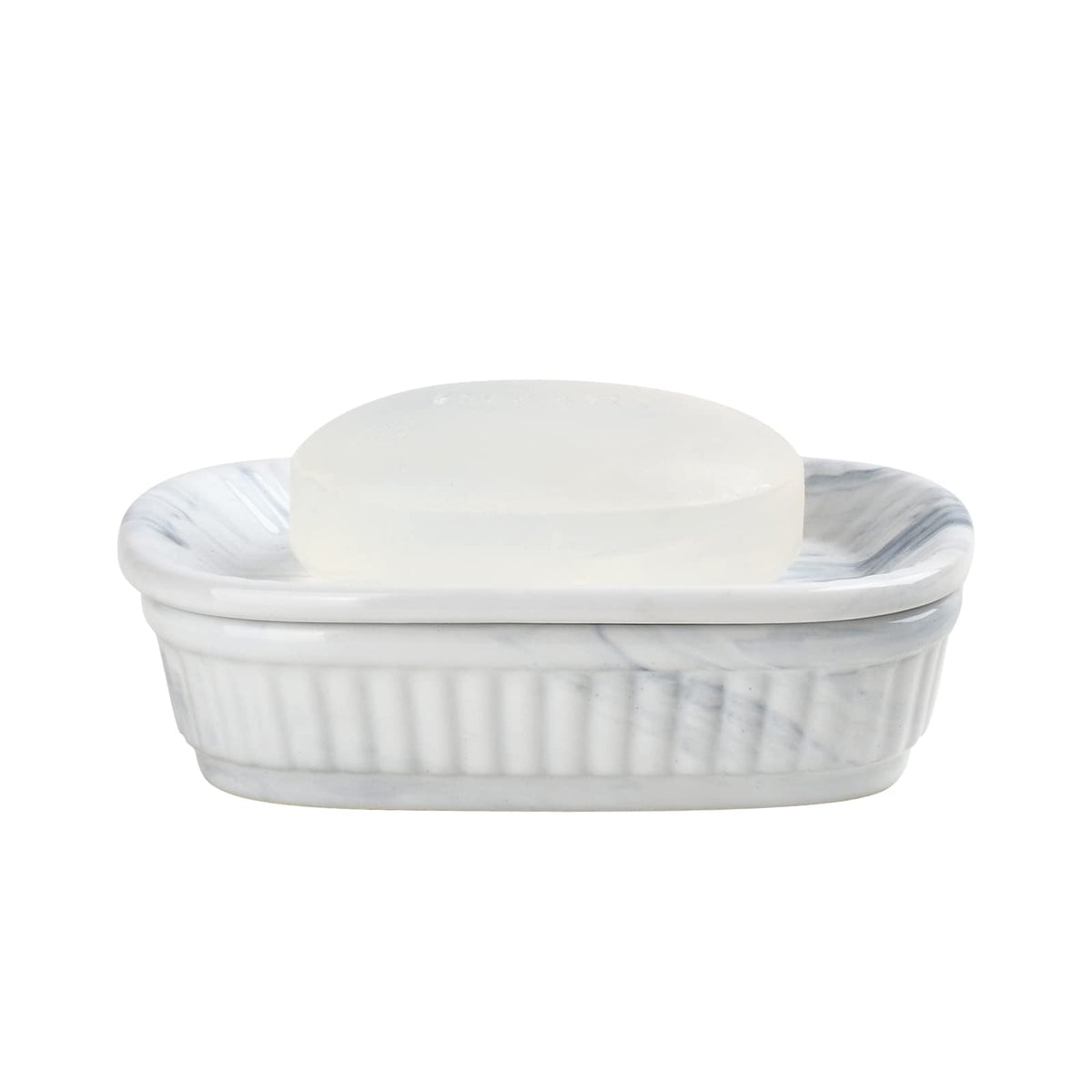 ANTIS'S HOME Ceramic Double Layer Self Draining White Soap Dish Bathroom Kitchen