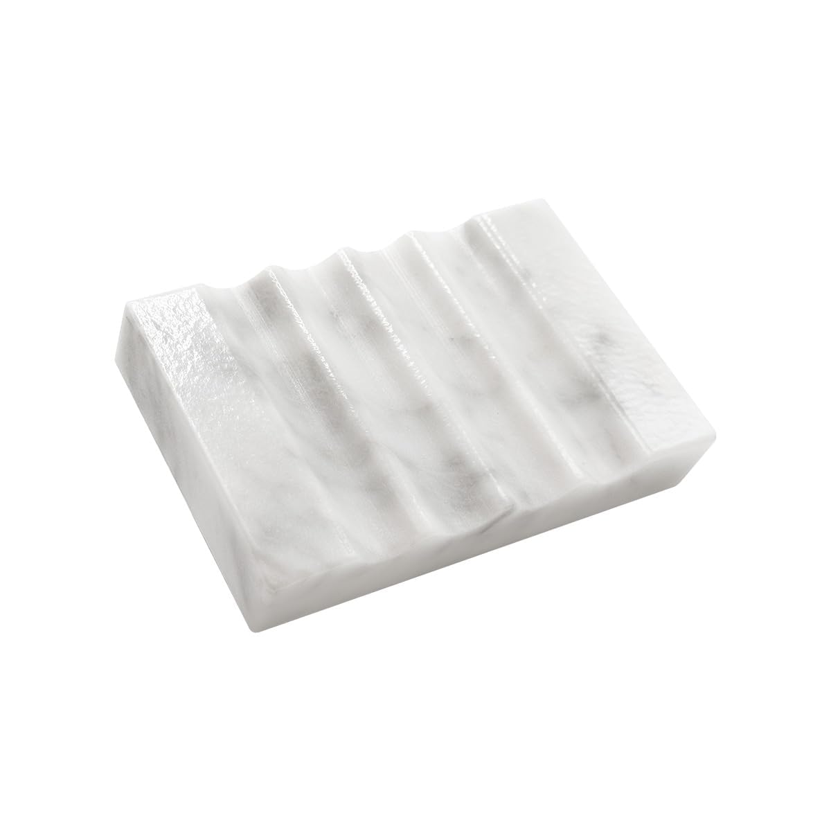 WeDoDecor Real Marble Soap Dish for Shower Stone Tray Small Bar Soap Holder with Self Draining | Non-Slip, Luxury Bath Room Accessories (White)