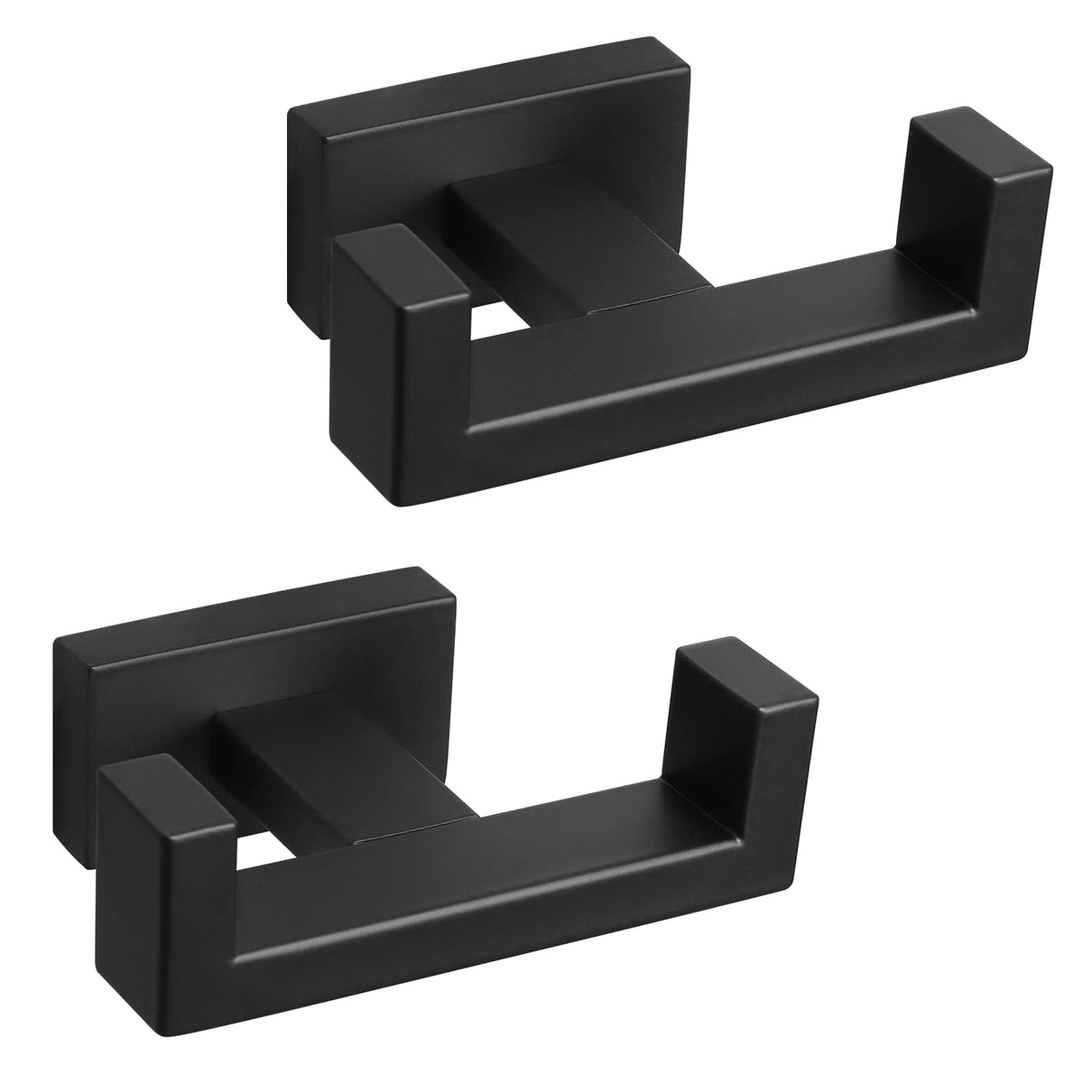 NearMoon Bath Double Towel Hook- SUS304 Stainless Steel Square Robe Towel Holder, Heavy Duty Rustproof Double Coat Hook for Bathroom Livingroom Kitchen Wall Mounted, 2 Pack (Brushed Nickel)