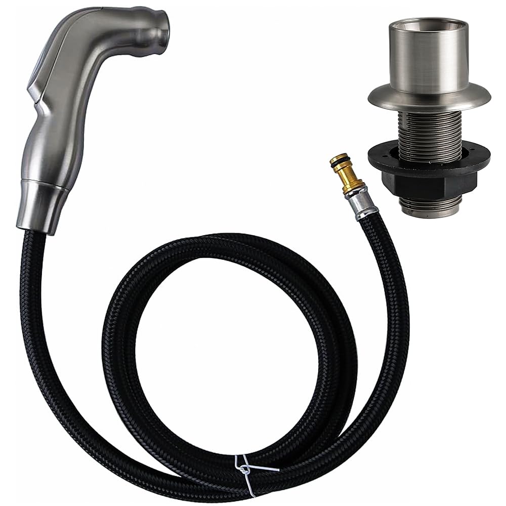 Kitchen Sink Hose Attachment Compatible with Moen Universal Kitchen Sprayer Replacement, Sink Sprayer Head with Hose and Holder, Sink Spray Attachment (Chrome)