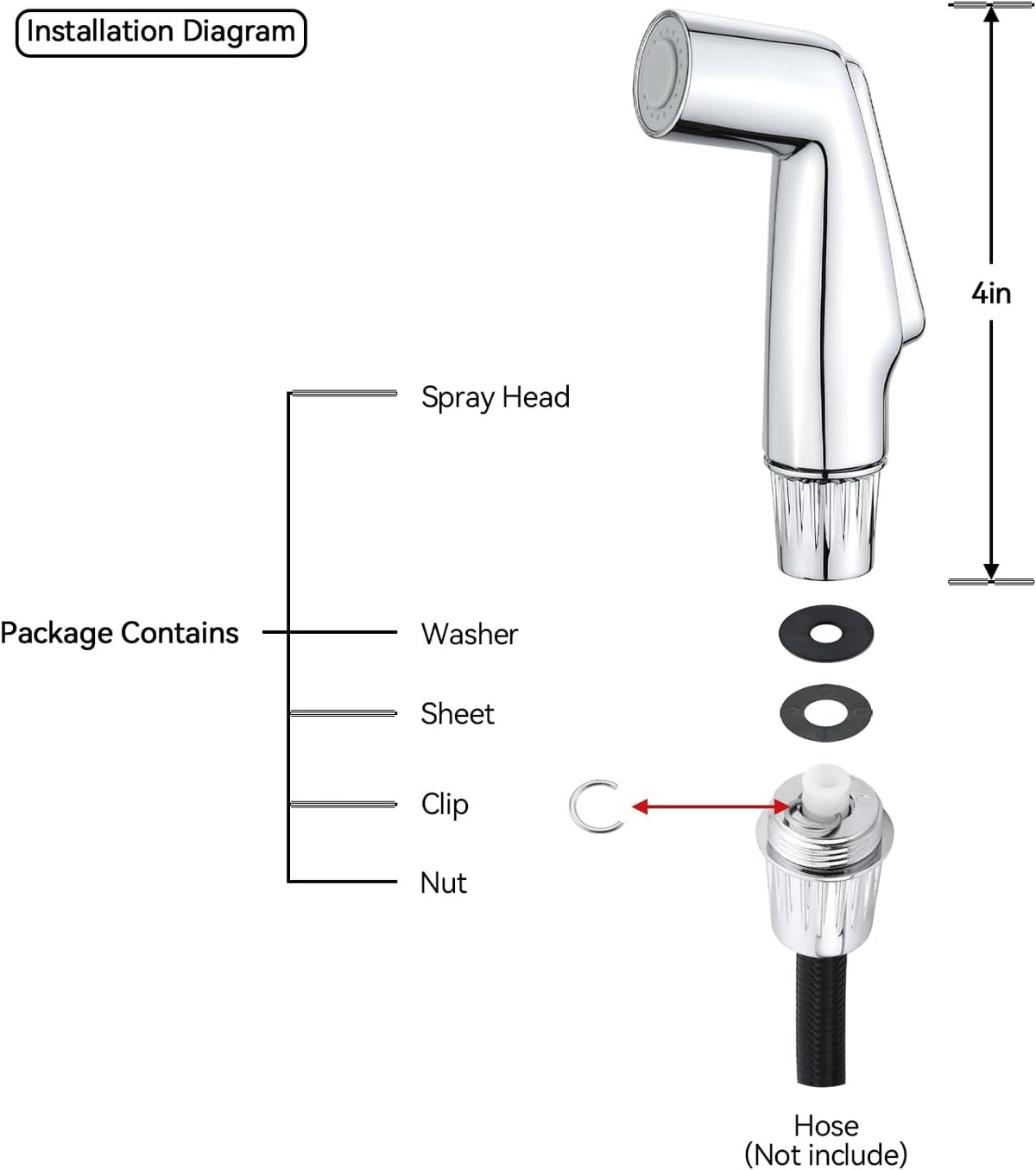 Sink Sprayer, Universal Fit Faucet Sprayer Attachment, Kitchen Side Sprayer Head, Pull Out Spray Head, Faucet Sprayer Replacement, Chrome
