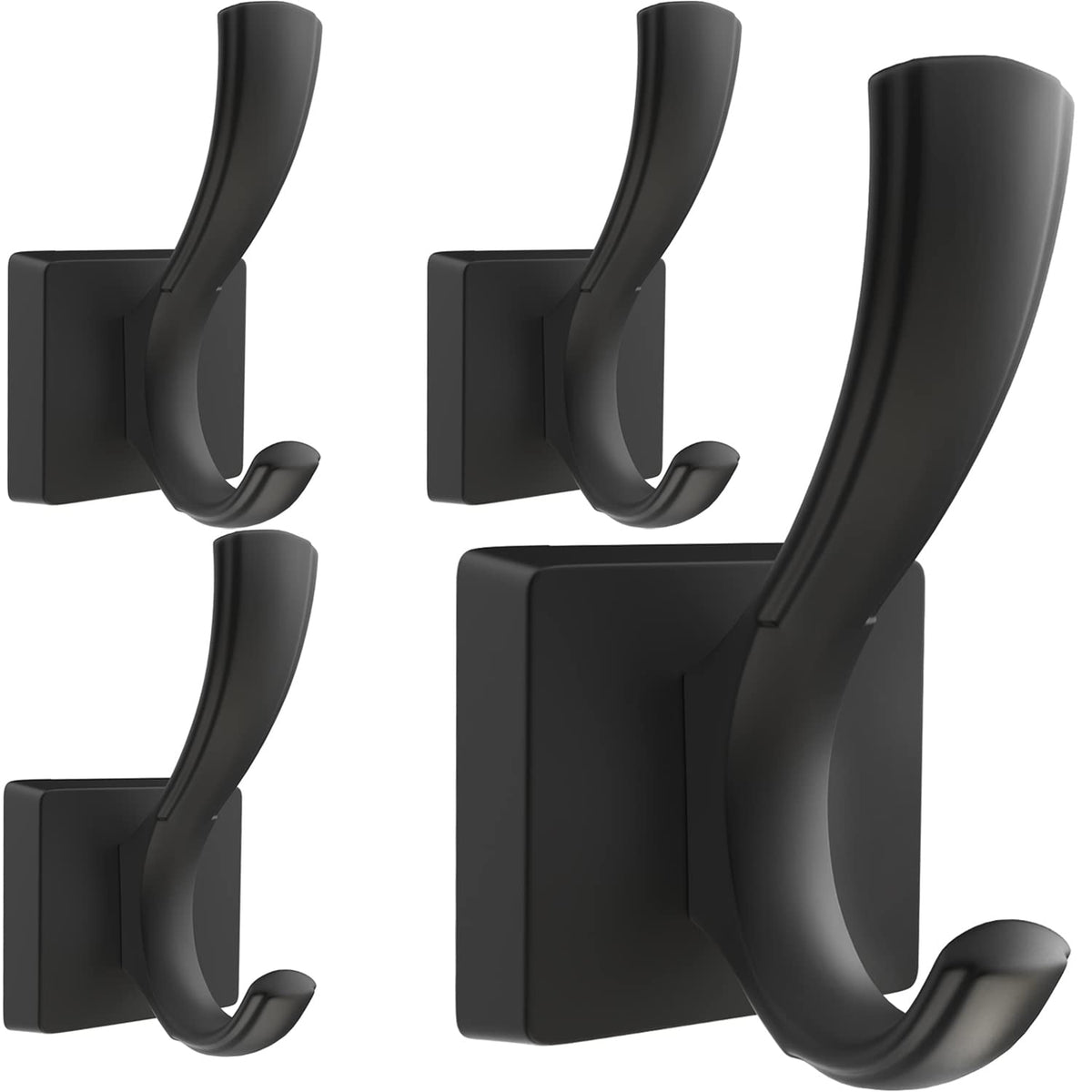 TOFIIGREM Black Towel Hooks, Coat Robe Hooks Bathroom Entryway Mudroom Pool Hooks for Wall Mount Hanging Towels Bathrobe Key Hat Backpack (2 Pack, Black)