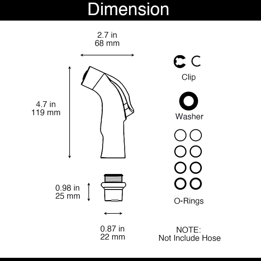 Universal Fit Sink Spray Attachment, Kitchen Side Sprayer Head, Pull Out Spray Head, Faucet Sprayer Replacement For Delta, Moen, Kolher and Other OEM Brands, Chrome Finish, Ergonomic Design