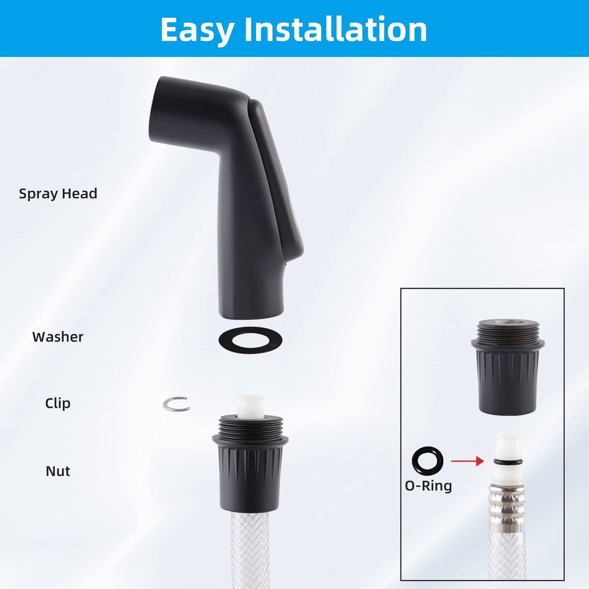 Universal Kitchen Sink Side Sprayer Head Replacement, Matteblack