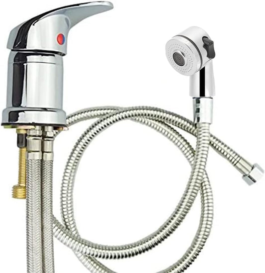 Salon Shampoo Bed Bowl Sink Basin Faucet or Backwash Unit,Shampoo Bowl Faucet with Hose and Shower Spray Head Wash Hair Sprayer,Chrome