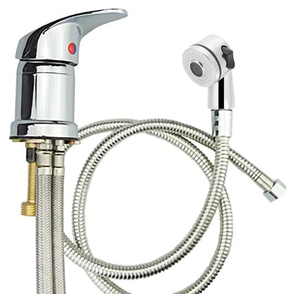 Salon Shampoo Bed Bowl Sink Basin Faucet or Backwash Unit,Shampoo Bowl Faucet with Hose and Shower Spray Head Wash Hair Sprayer,Chrome