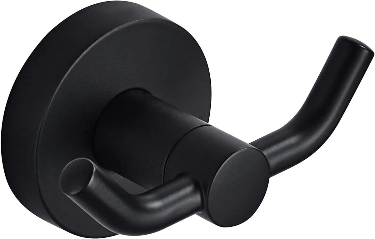 MARMOLUX ACC - Black Bathroom Hooks for Towels | Modern Black Hooks, Double Robe & Towel Hooks Ideal as Bathroom Towel Holder, Shower Wall, Kitchen Hand Towel Holder - Shower Hook