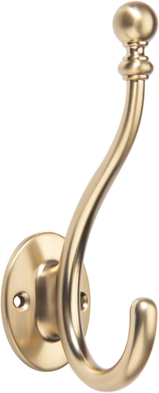 TUNNY Towel Hooks Bathroom - 5 Pack Champagne Bronze Coat Hook Robe Hooks Decorative Wall Hooks for Bathroom Bedroom Kitchen Towel Robe Clothes Cabinet Closet Bathroom Hardware
