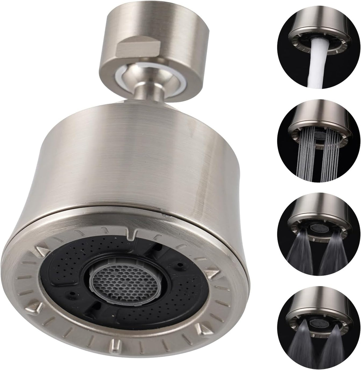 Faucet Aerator 4 Modes, 360° Swivel Faucet Sprayer Head, Brushed Nickel