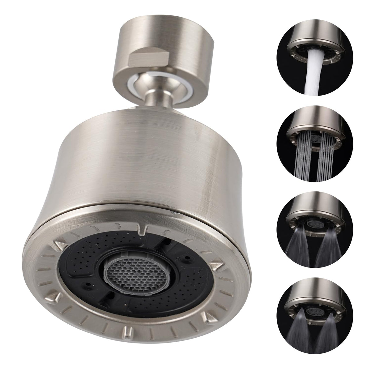 Faucet Aerator 4 Modes, 360° Swivel Faucet Sprayer Head, Brushed Nickel