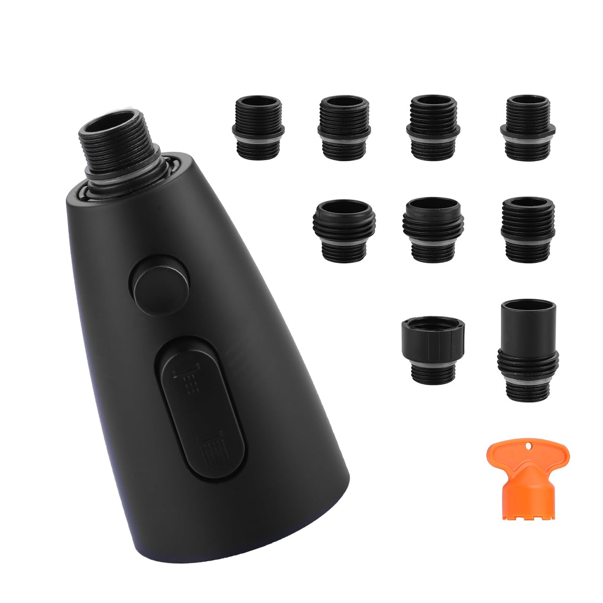 Kitchen Faucet Head Replacement:Stainless Steel Spray Head,3 Modes Pull Out Spray Nozzle with 9 Adapters for Kitchen Sink Faucet,Compatible with Moen Kohler Delta Kitchen Faucets G1/2,Brushed Nickel