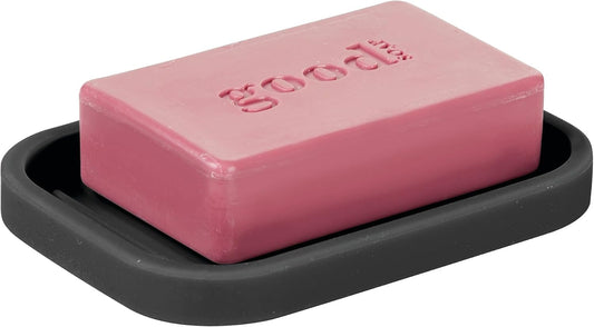 iDesign Silicone Soap Dish for Bar Soap or Scrub Brush, Black