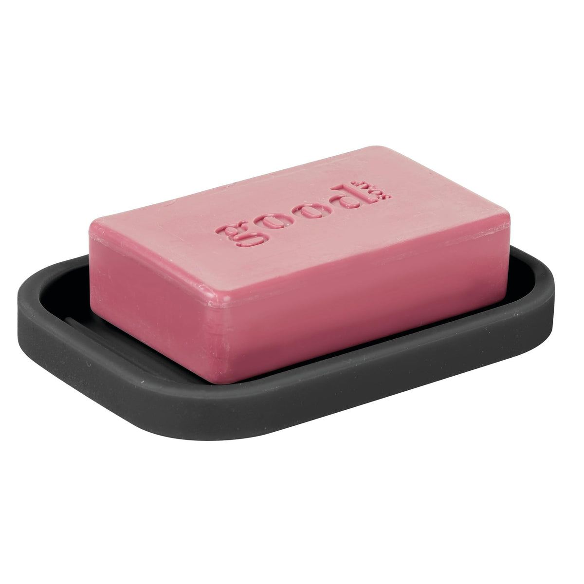 iDesign Silicone Soap Dish for Bar Soap or Scrub Brush, Black
