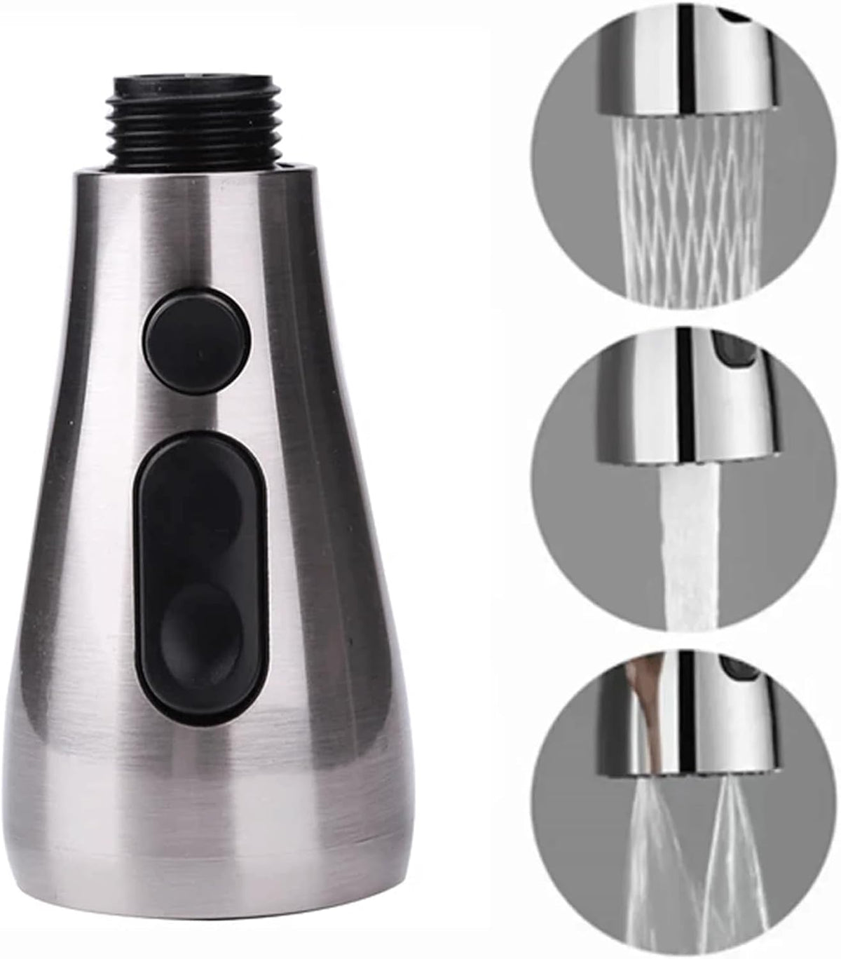 Kitchen Faucet Head Replacement with 9 Adapters, Metal Pull Down Sink Faucet Head, 3 Function Sink Sprayer, American Standard Faucet Adapter, Sink Hose Attachment for Faucet, Moen Kohler Delta Faucets