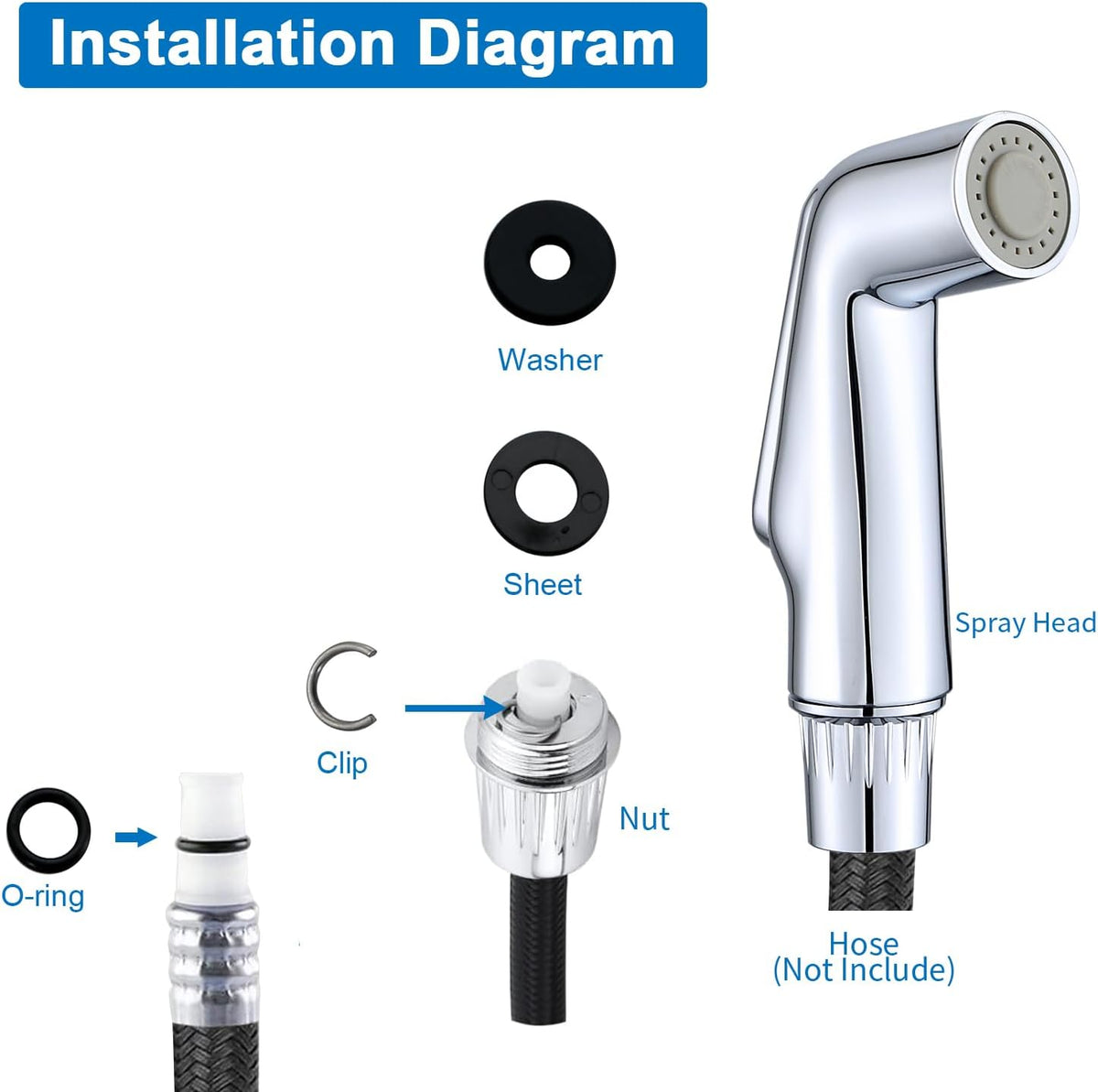 Kitchen Sink Side Sprayer Head Replacement Sink Spray Attachment, Household Kitchen Sink Sprayer Replacement Parts, Chrome Finish