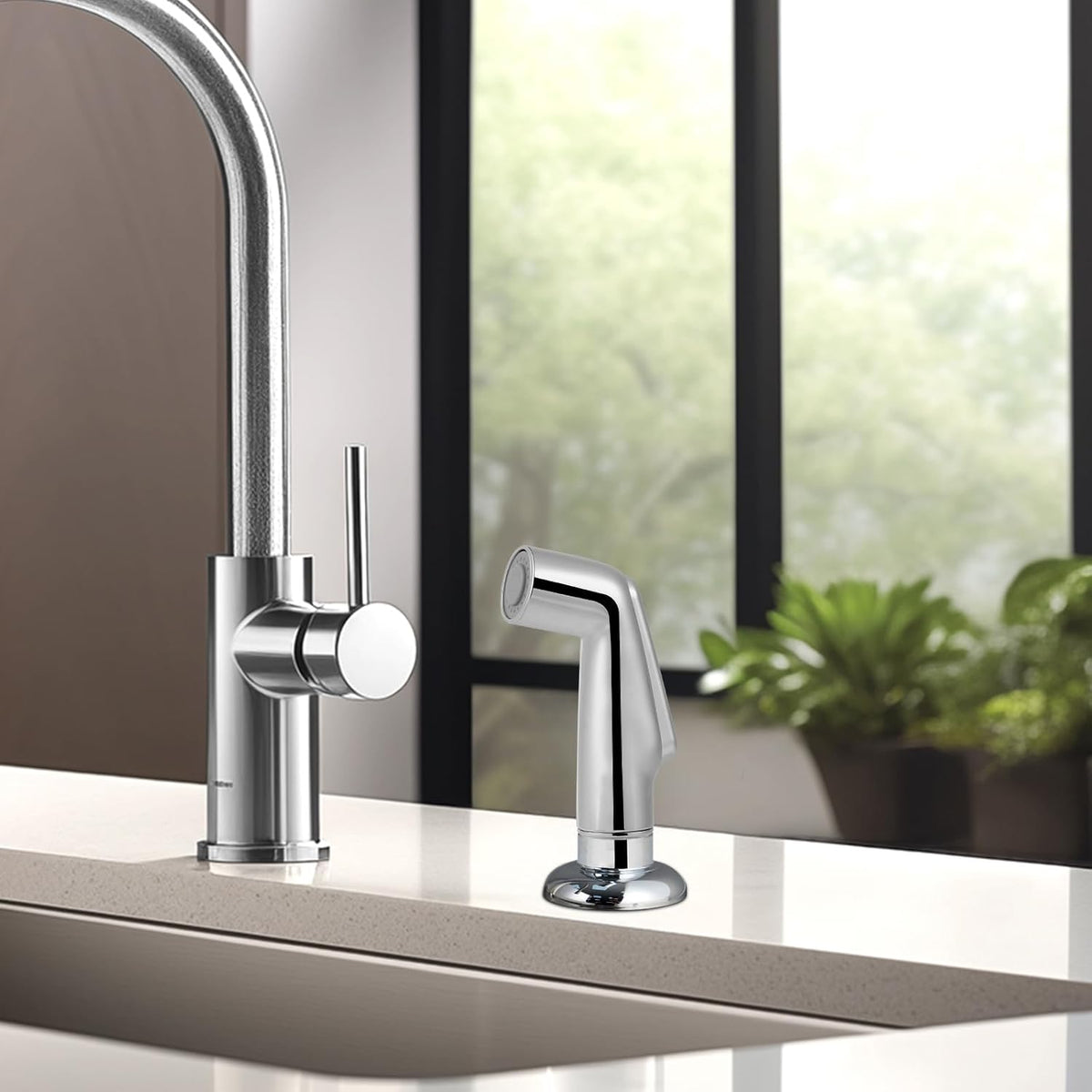 Hygie Rinse Universal Fit Kitchen Sink Spray Attachment, Silver Chrome