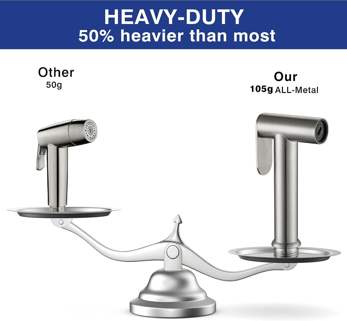 Hands-Free Bidet Sprayer Head (Vintage Style,1-Pack, Brushed Nickel)