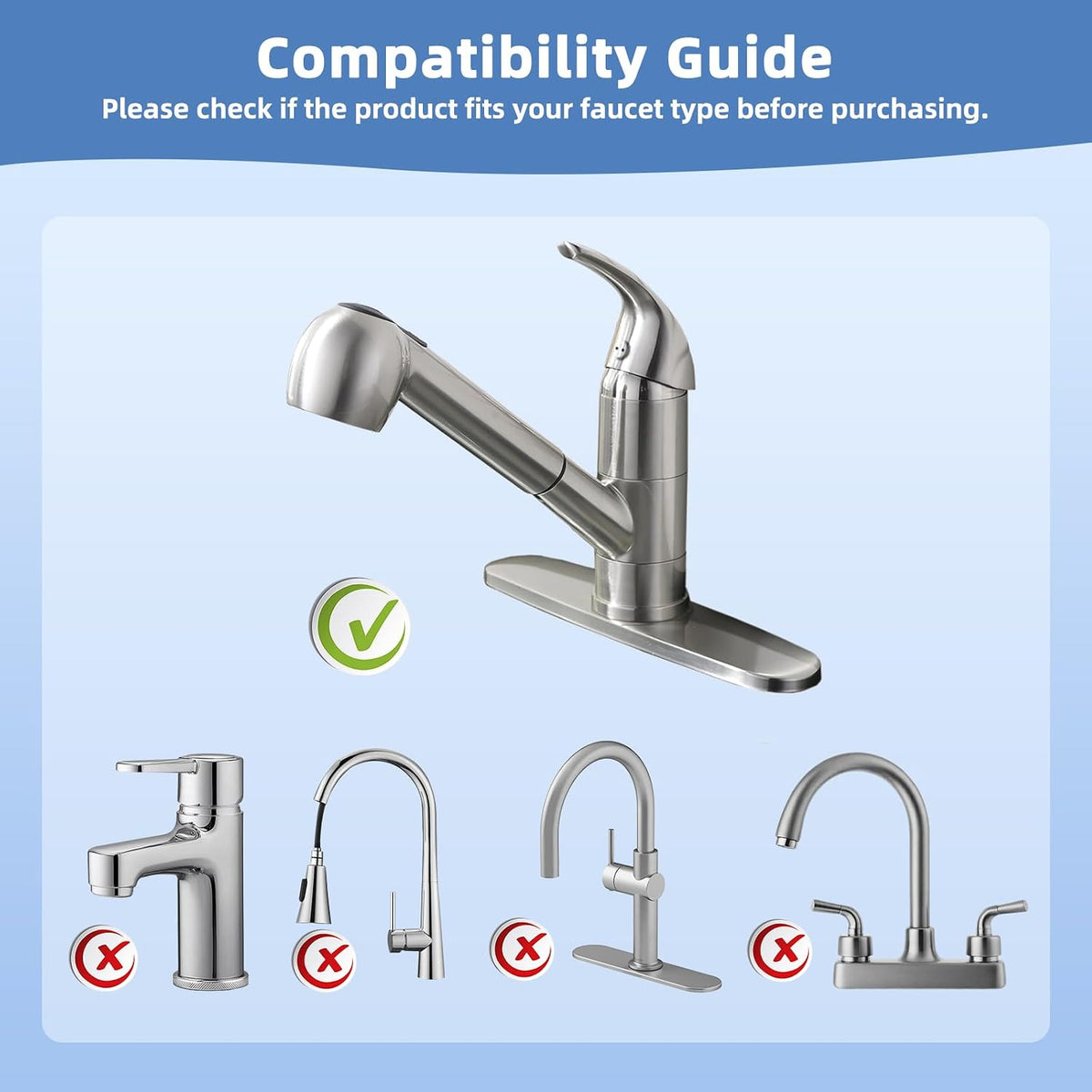 Hibbent Pull Out Sink Sprayer Head Replacement, Kitchen Sink Faucet Head