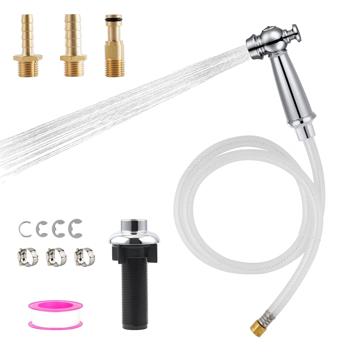 Universal Kitchen Sink Sprayer Replacement, Quick Connector, Brushed Nickel