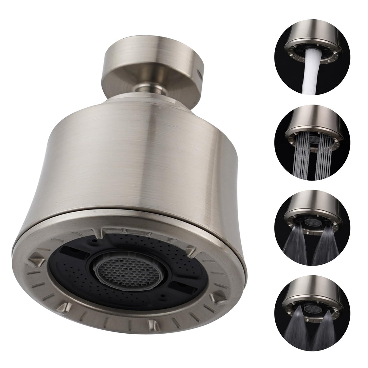 Faucet Aerator 4 Modes, 360° Swivel Faucet Sprayer Head, Brushed Nickel