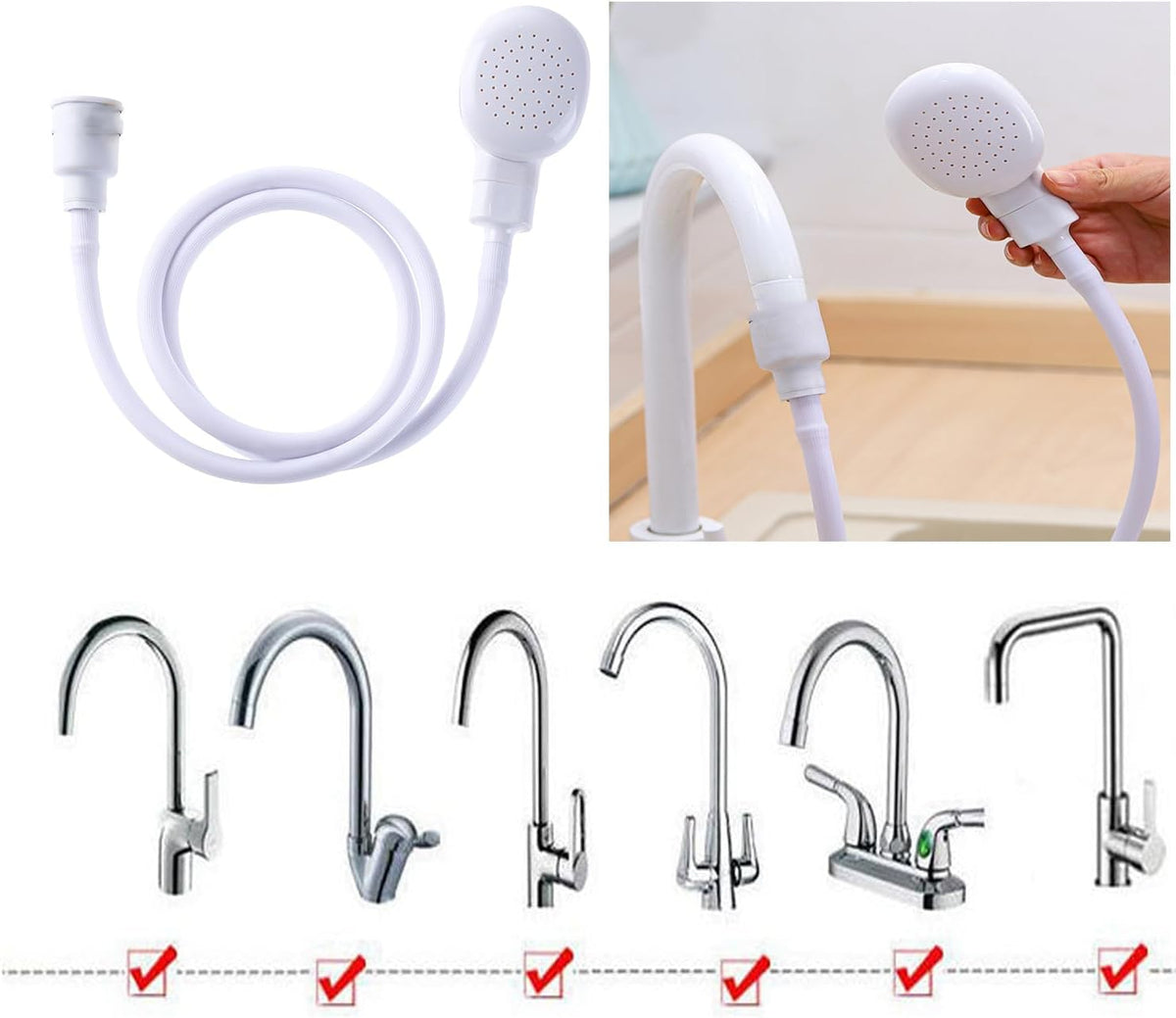Sink Spray Rubber Hose, Sink Hose Attachment for Faucet Portable Sink Hose Faucet Sprayer, Shampoo Sprayer Hose for Dog, Pets, Bathing Baby, Washing Hair, Rinsing Vegetables (For sink)