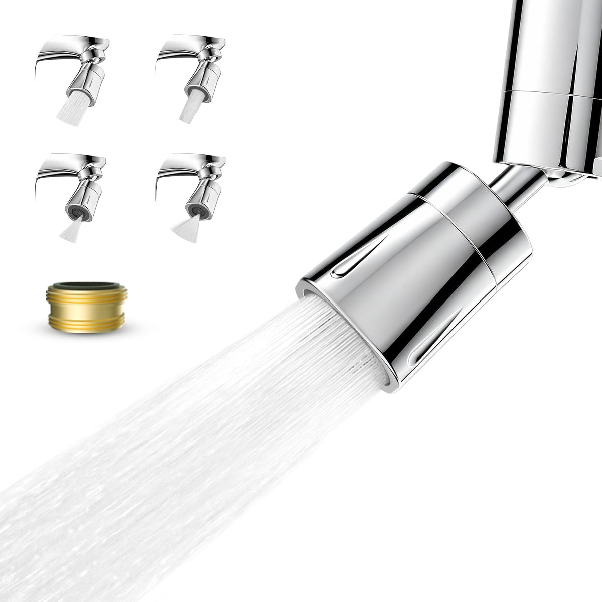 Faucet Aerator 4 Modes, 360° Swivel Faucet Sprayer Head, Brushed Nickel