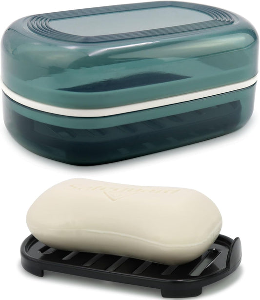 Travel Soap Container, Bar Soap Holder, Portable Soap Case, Soap Dish with Lid for Traveling, Camping, Gym, Bathroom (Blue Style-1)