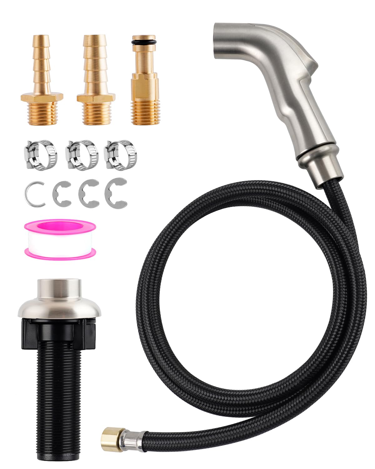 Universal Sink Faucet Sprayer Attachment, Nozzle Head, Brushed Nickel