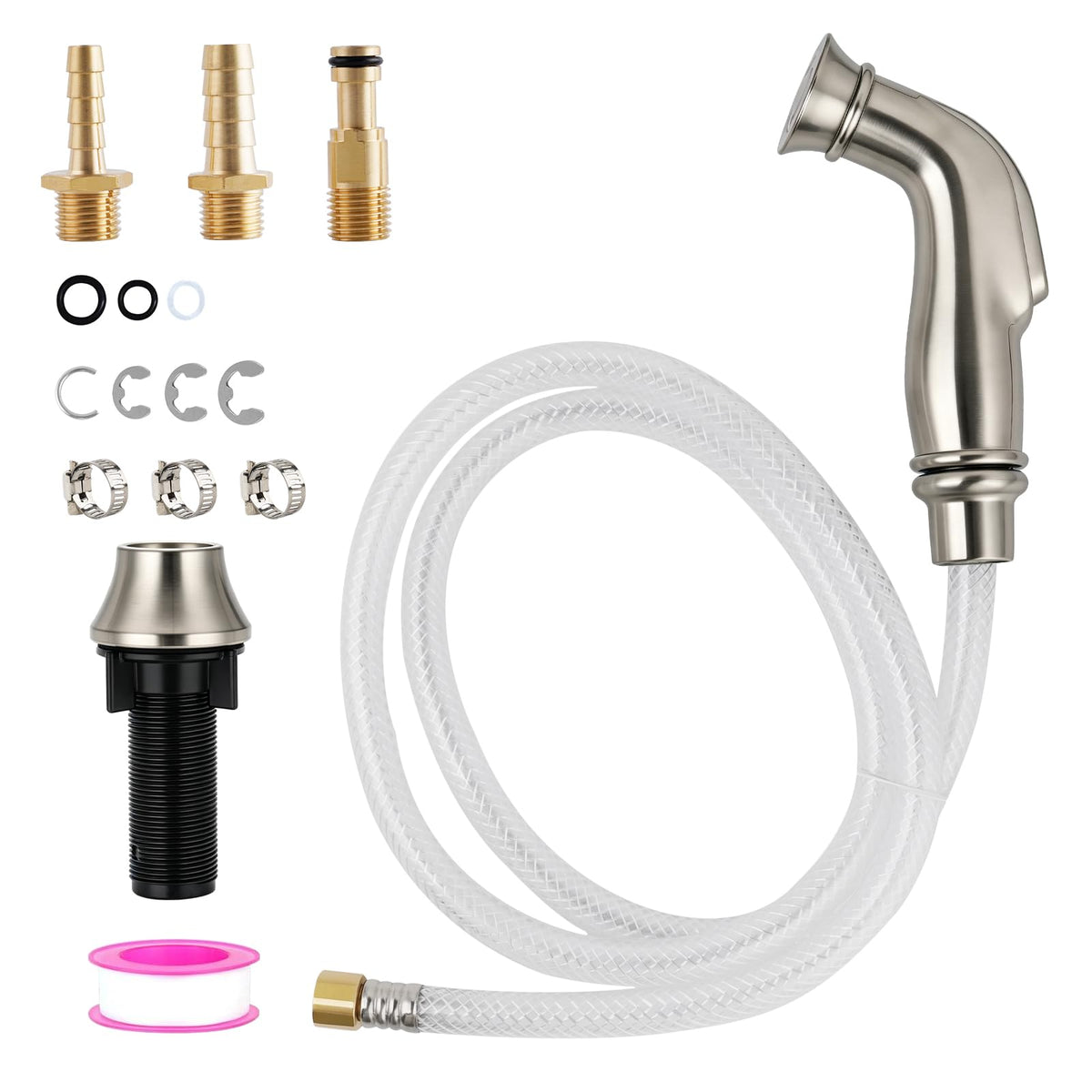 Universal Kitchen Sink Sprayer, Faucet Spray Head with Quick Adapter-Chrome