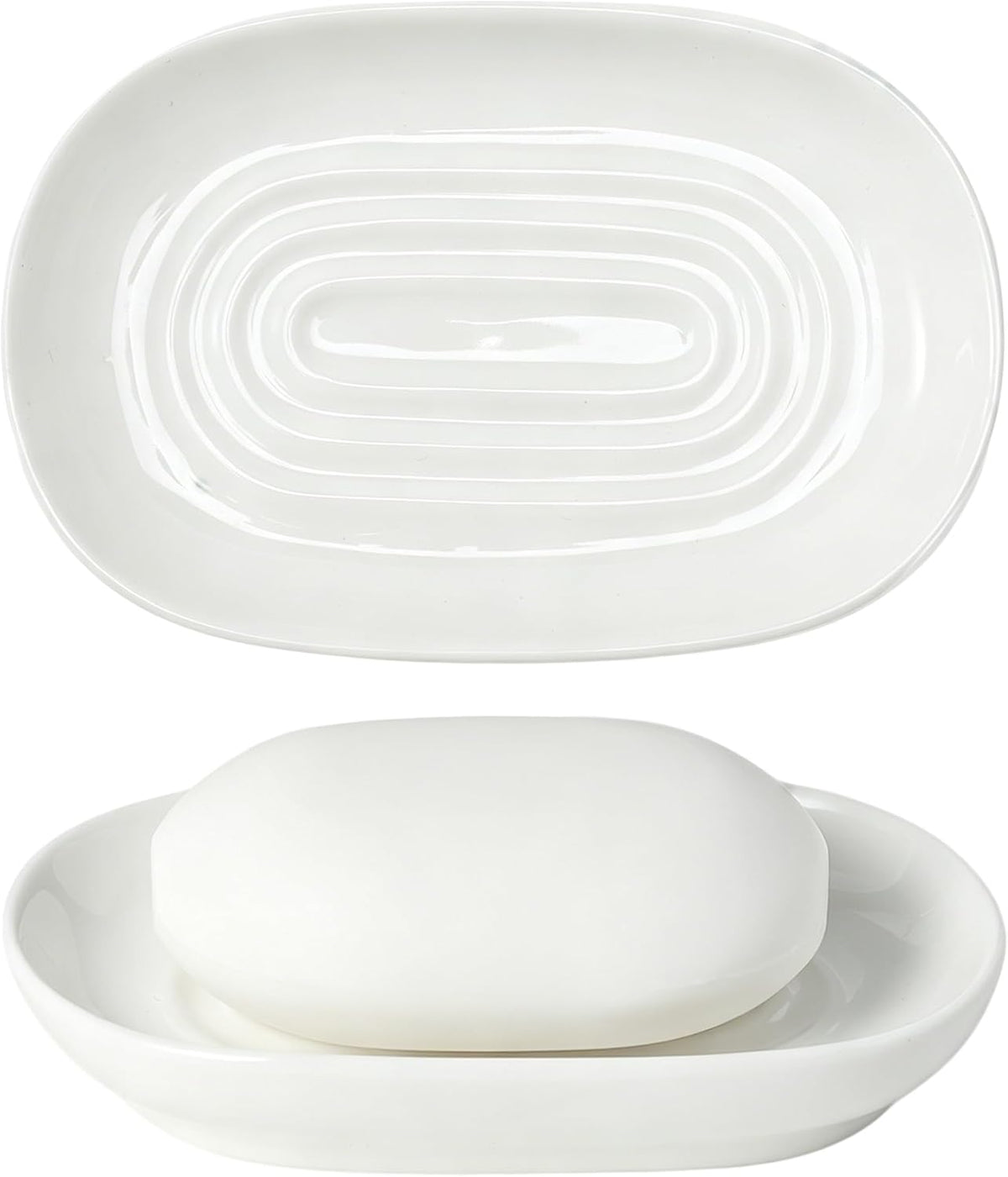 White Ceramic Soap Dish/Tray for Bathroom Shower Kitchen