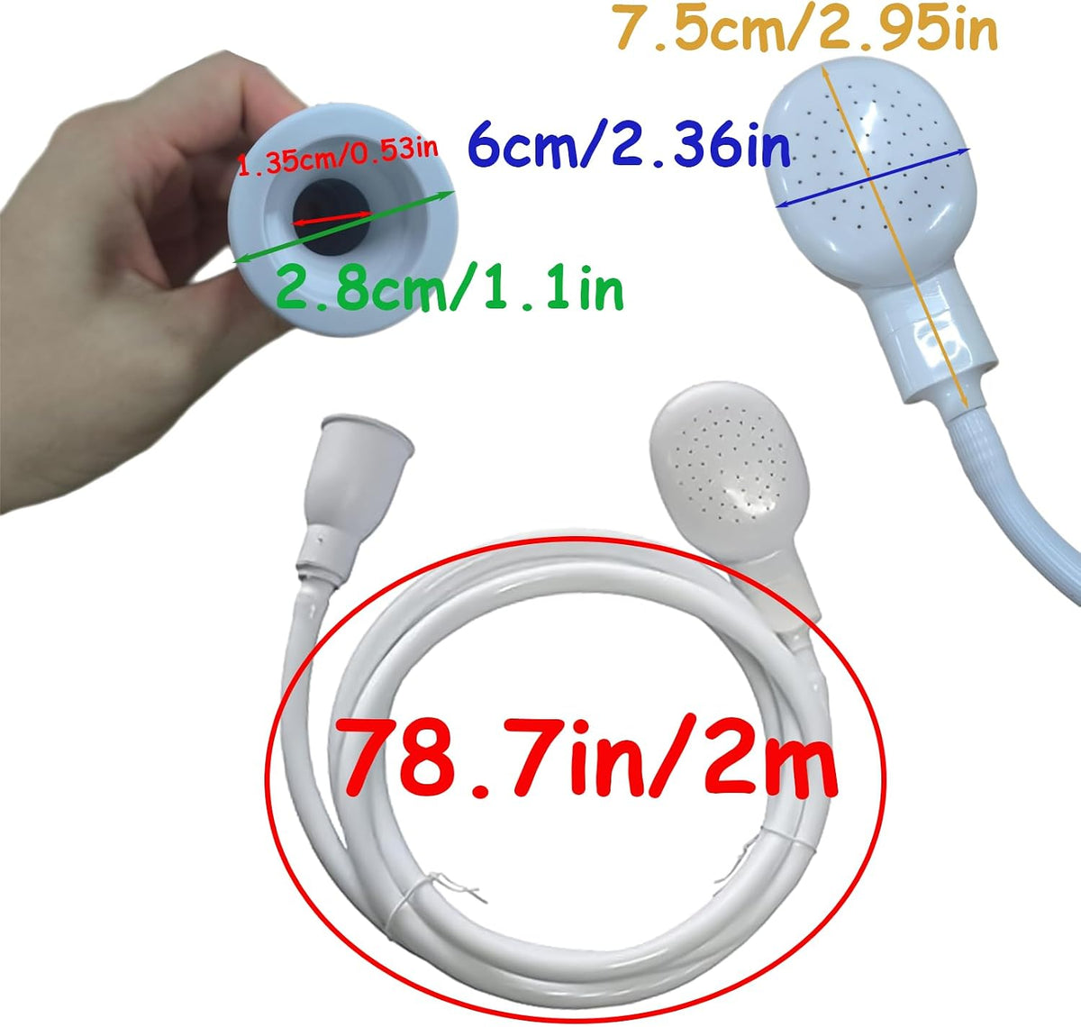 78.7in Portable Sink Hose Sprayer, Handheld Hose Shower Head Spray Hose
