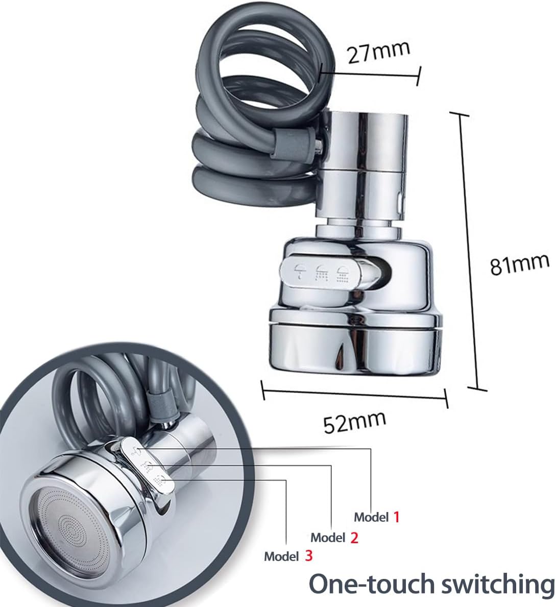Sink Sprayer Attachment for Faucet, Faucet Extender Sprayer with Stretchable Hose - Kitchen Sink Sprayer, 3 Water Outlet Modes, Kitchen Water Saving Aerator
