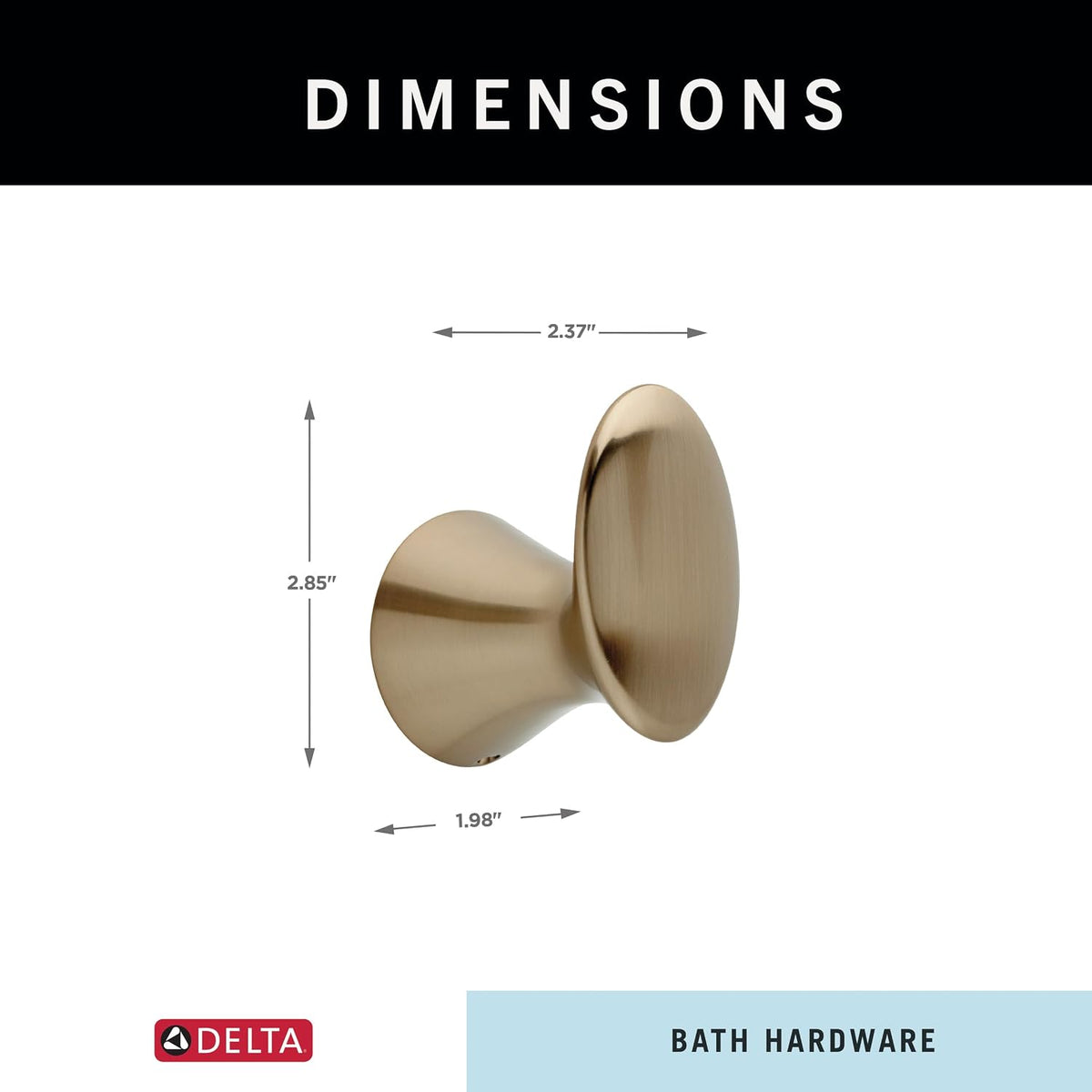Delta Single Towel Hook for Bathroom or Kitchen| Champagne Bronze | Lahara Accessories