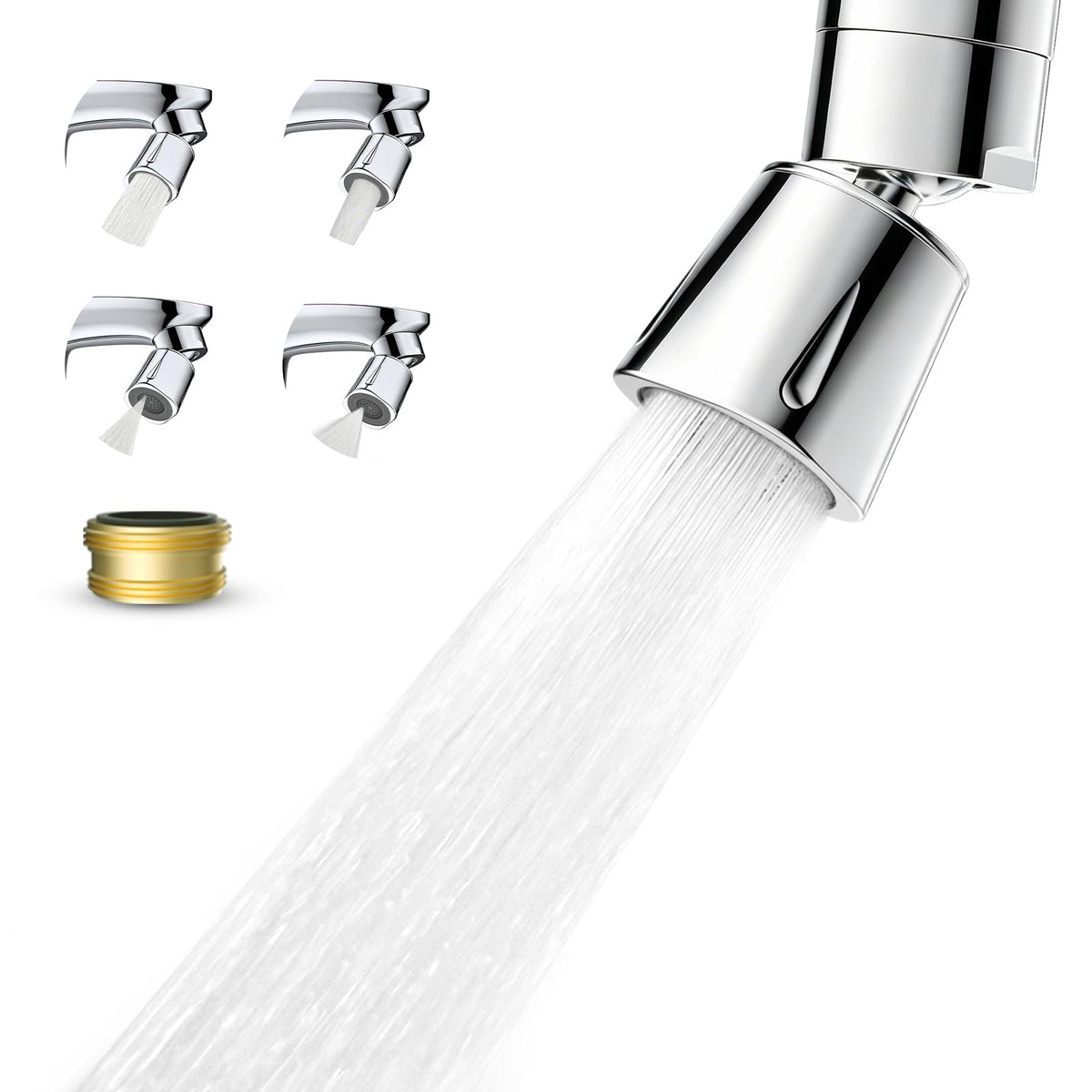 Faucet Aerator 4 Modes, 360° Swivel Faucet Sprayer Head, Brushed Nickel