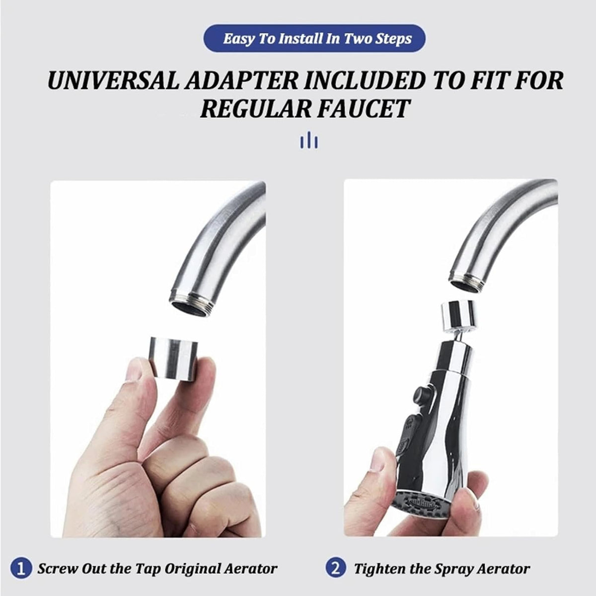 Kitchen Faucet Head Replacement with 9 Adapters, Metal Pull Down Sink Faucet Head, 3 Function Sink Sprayer, American Standard Faucet Adapter, Sink Hose Attachment for Faucet, Moen Kohler Delta Faucets