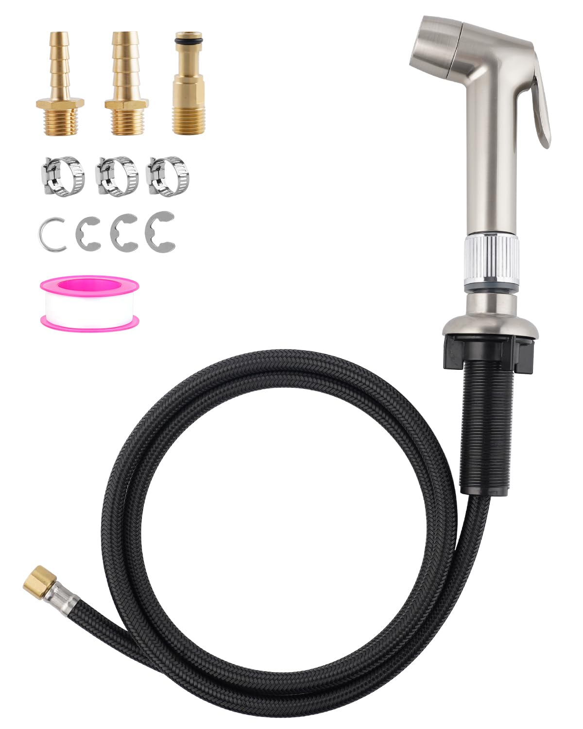 Universal Kitchen Sink Spray Head/Hose/Holder Set, Brushed Nickel