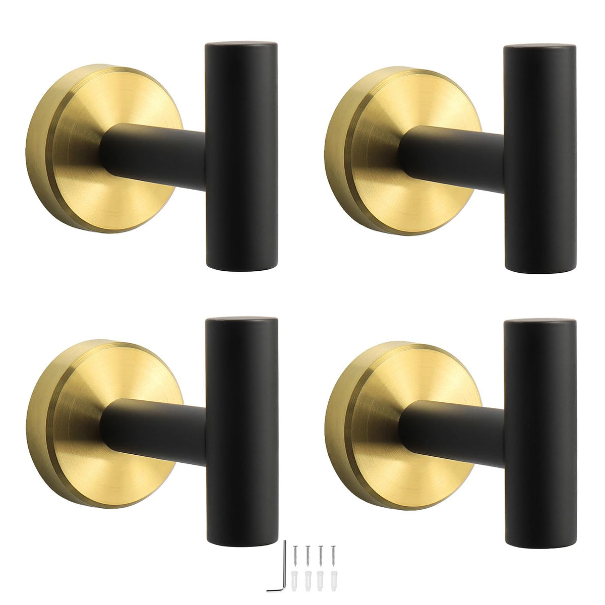 NearMoon Bath Towel Hooks- SUS 304 Stainless Steel Robe Hook Holder, Heavy Duty Coat Hook for Bathroom Livingroom Hotel Kitchen Garage, Wall Mounted (Chrome Finish, 4 Pack)