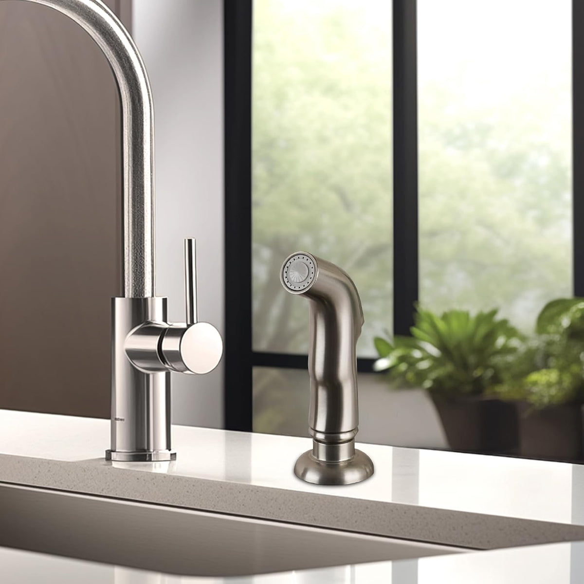 Universal Sink Faucet Sprayer Attachment, Nozzle Head, Brushed Nickel