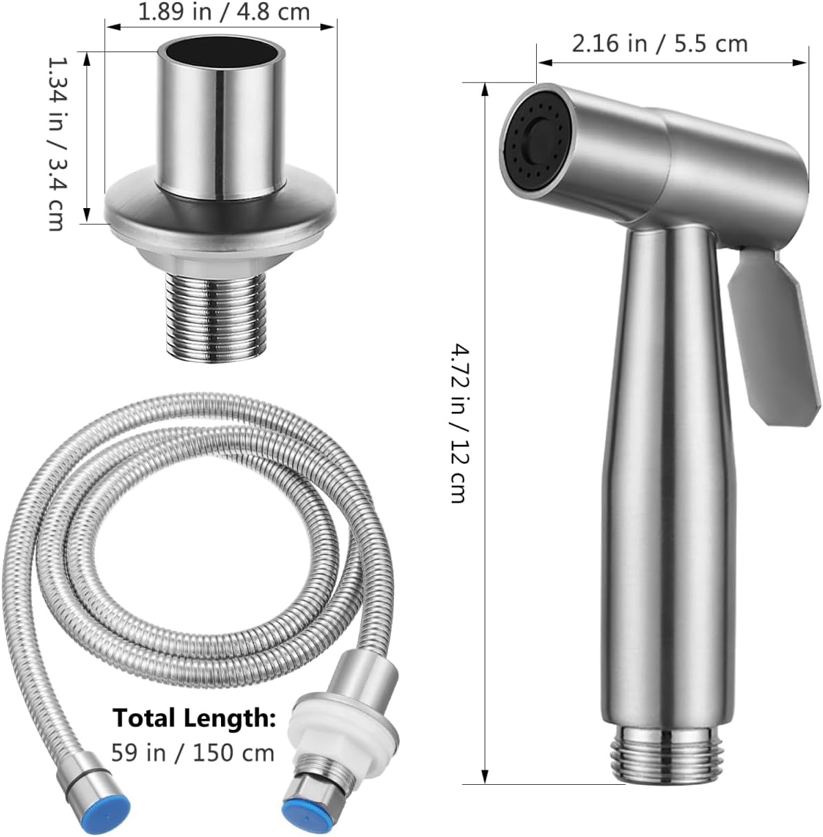 Operitacx Sink Sprayer with Hose, Universal Pull Out 304 Stainless Steel Kitchen Side Sprayer 1/2 inch Connector for Washing Vegetables and Dishes