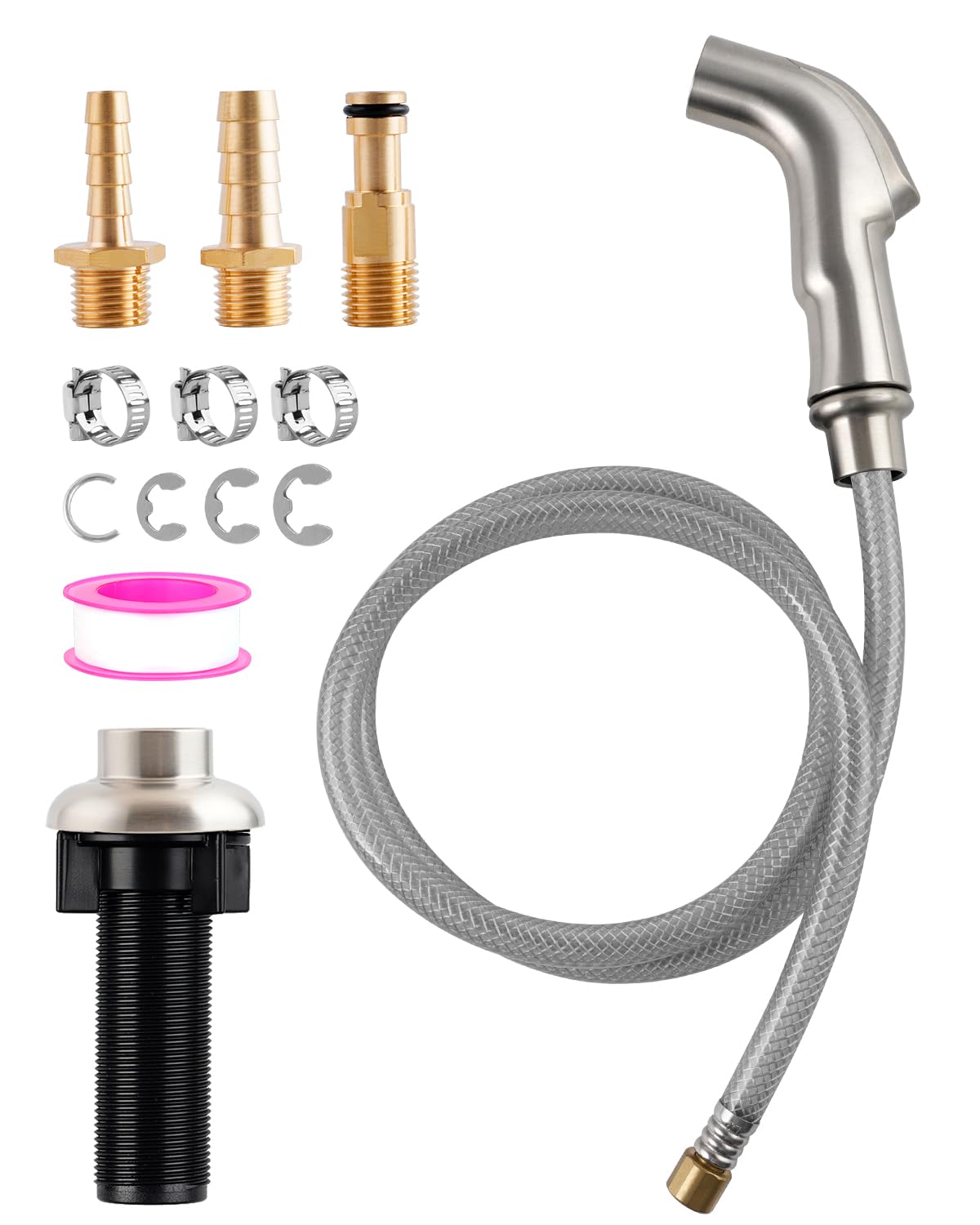 Universal Sink Faucet Sprayer Attachment, Nozzle Head, Brushed Nickel